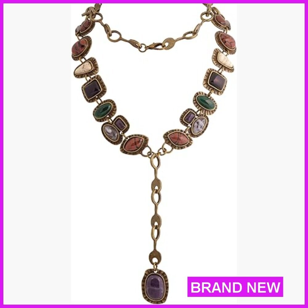 Y-Necklace Bohemian Retro Layered Stone Pendant Dainty Elegant Jewelry